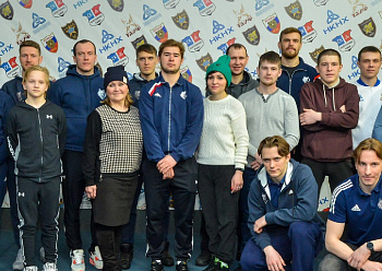 «Neftekhimik» players and «Neftekhimik» fan club have...